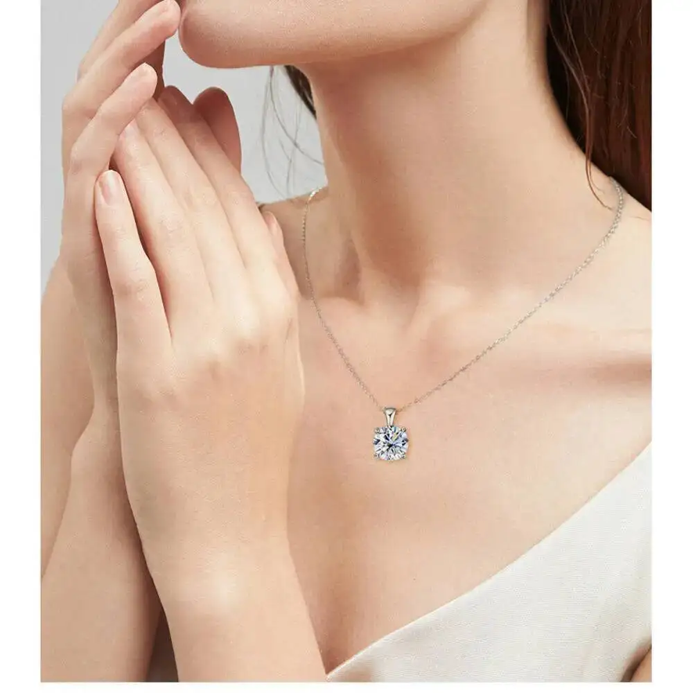 TY Classic D Color 1.0 Carat Moissanite Pendants For Women Classic Wedding Necklace Original S925 Sterling Silver Fine Jewelry
