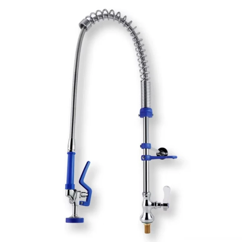 High Quality Chrome Plated Farmhouse Single Handle Commercial Pre-flush Spring Pull Kitchen Faucet, Counter Mount Rotary