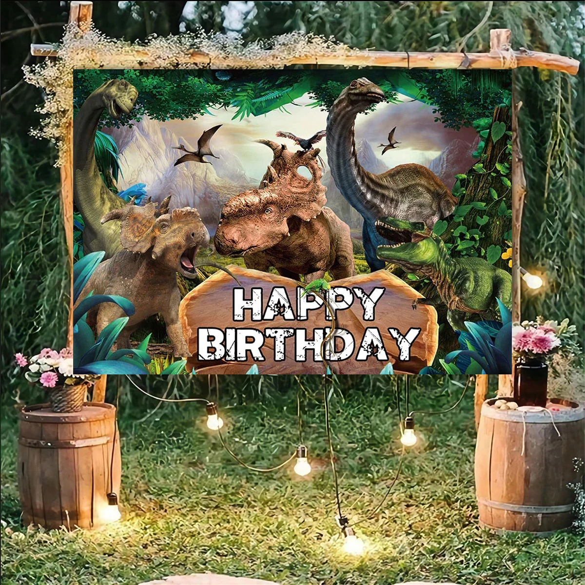 Jurassic Dinosaur Theme Backdrop Boy Kids Birthday Party Photography Background Safari Jungle Park Seamless Photography Backdrop