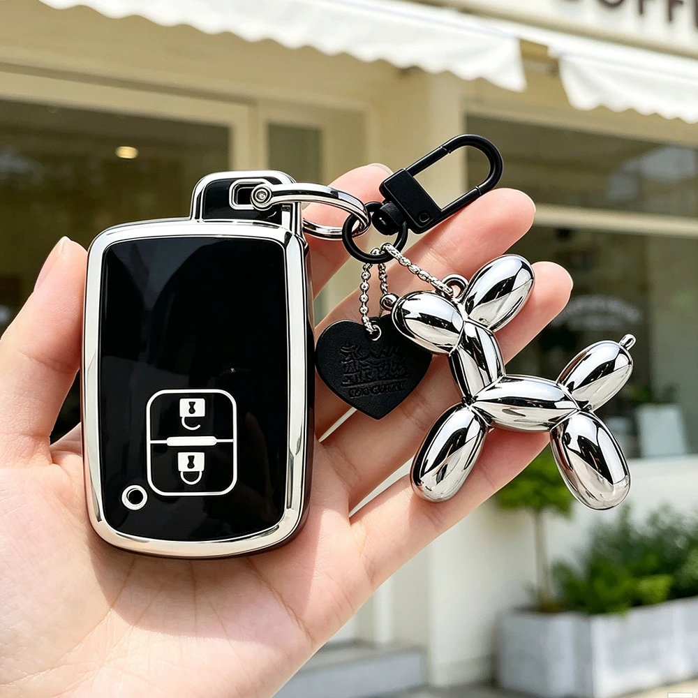 2 Buttons TPU Remote Key Shell Case for Toyota Avalon Camry RAV4 Corolla Highlander Smart Car Key Fob Protector Keychain