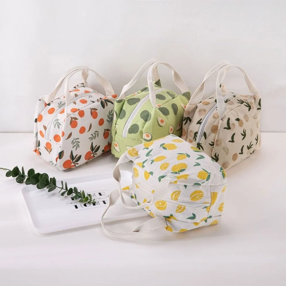 Cartoon Insulated Lunch Bag Fruit Printed Waterproof Thermal Food Pouch Multi-functional Leakproof Food Container Bag Kids