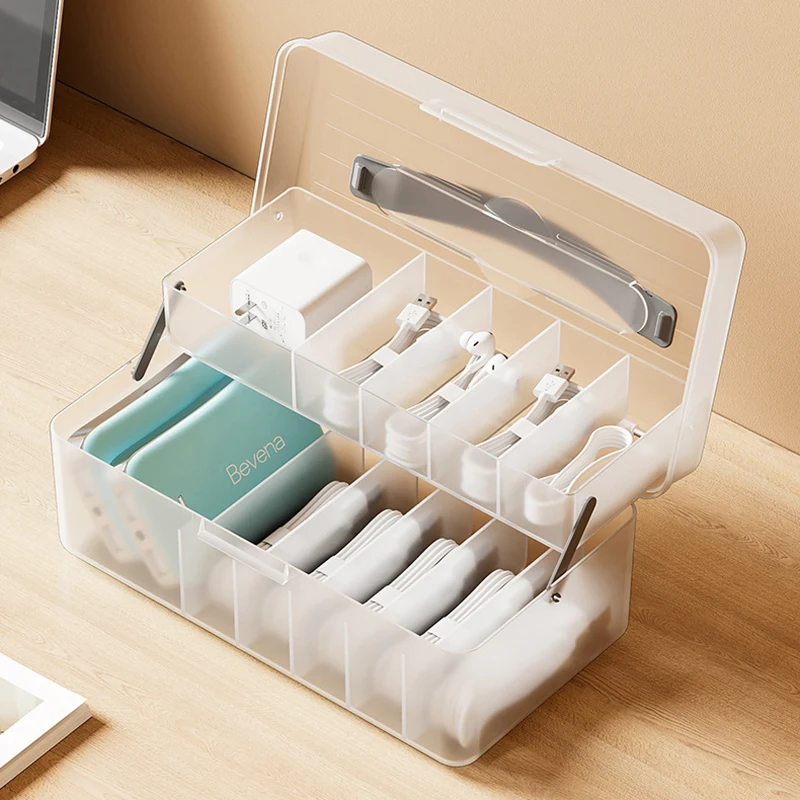 

Multi-function Desktop double layer Data Cable Storage Box MobilePhone Charger Charging Cable Finishing Box Wire Cable Organizer