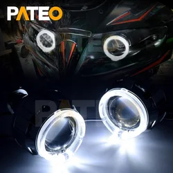 2 inch Micro LED Angel Eyes DRL H1 H4 H7 HID Bi-xenon Headlight Lenses Projector Halo Ring Car Motorcycle Lamps Re-Styling  Kit