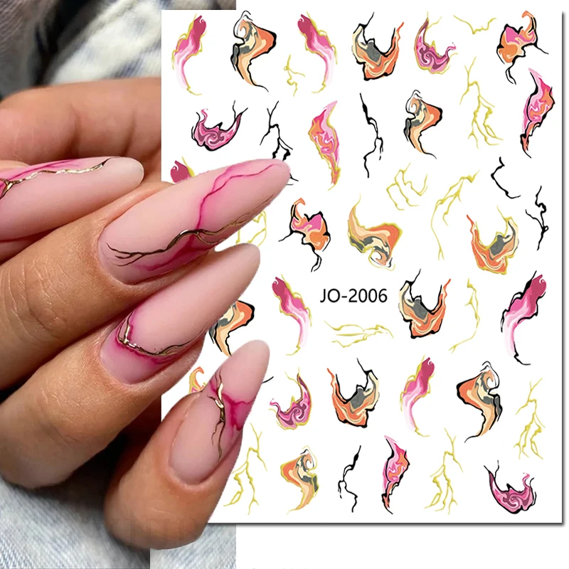 

Nail Art 3d Stickers Gold Lines Pink Smokes Irregular Marbles Adhesive Sliders Nail Decals Decoration Manicure