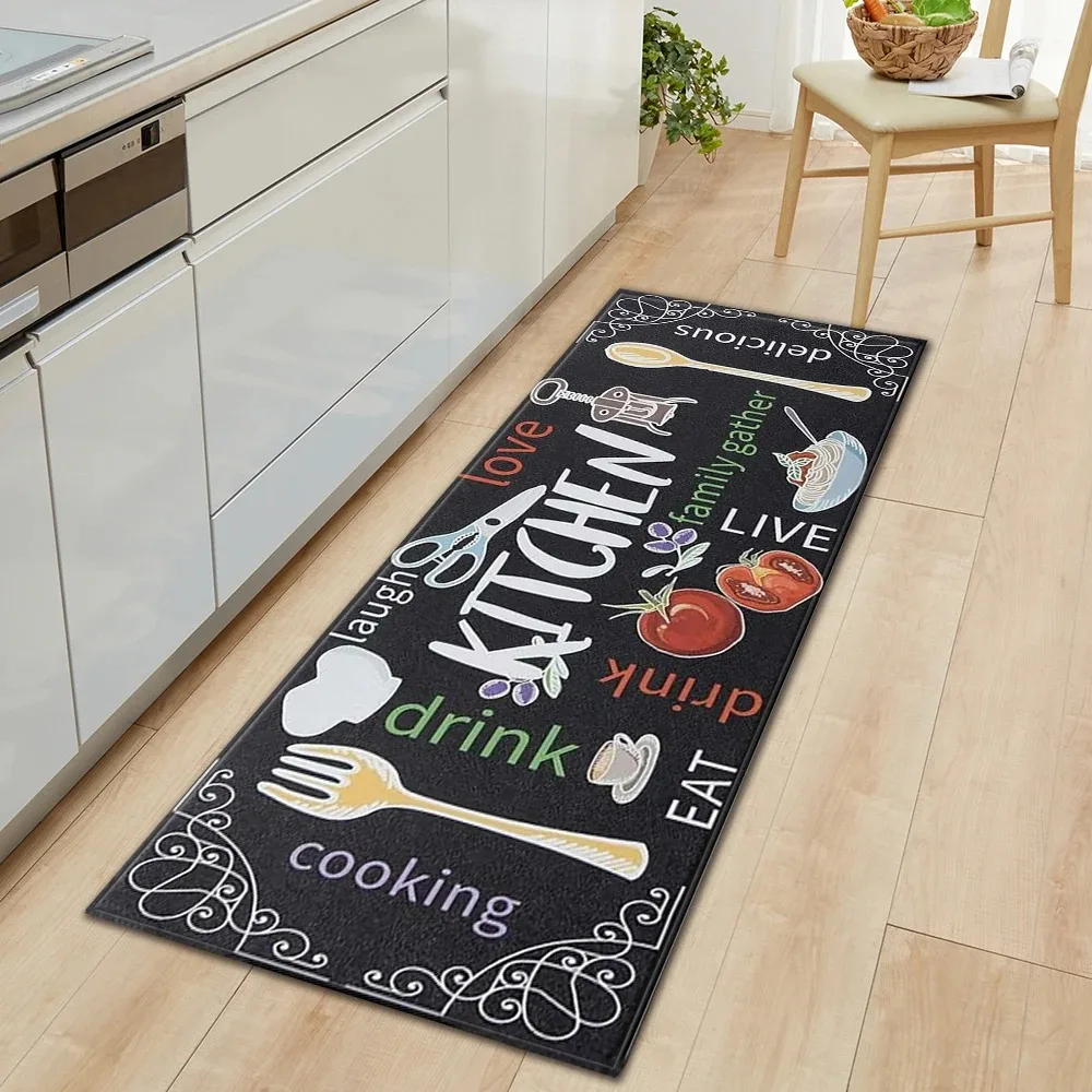 Kitchen Floor Mat Anti-slip Carpet Tableware Pattern Home Decoration Rug Wear-resistant Foot Mats Long Mats Alfombra Cocina 양탄