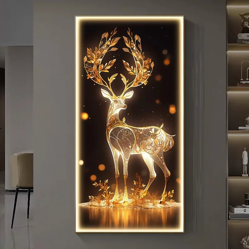 

Luxury Deer LED Crystal Porcelain Wall Lamp - Art Mural Decor for Living Room, Corridor Entryway Hanging Led Wall Art