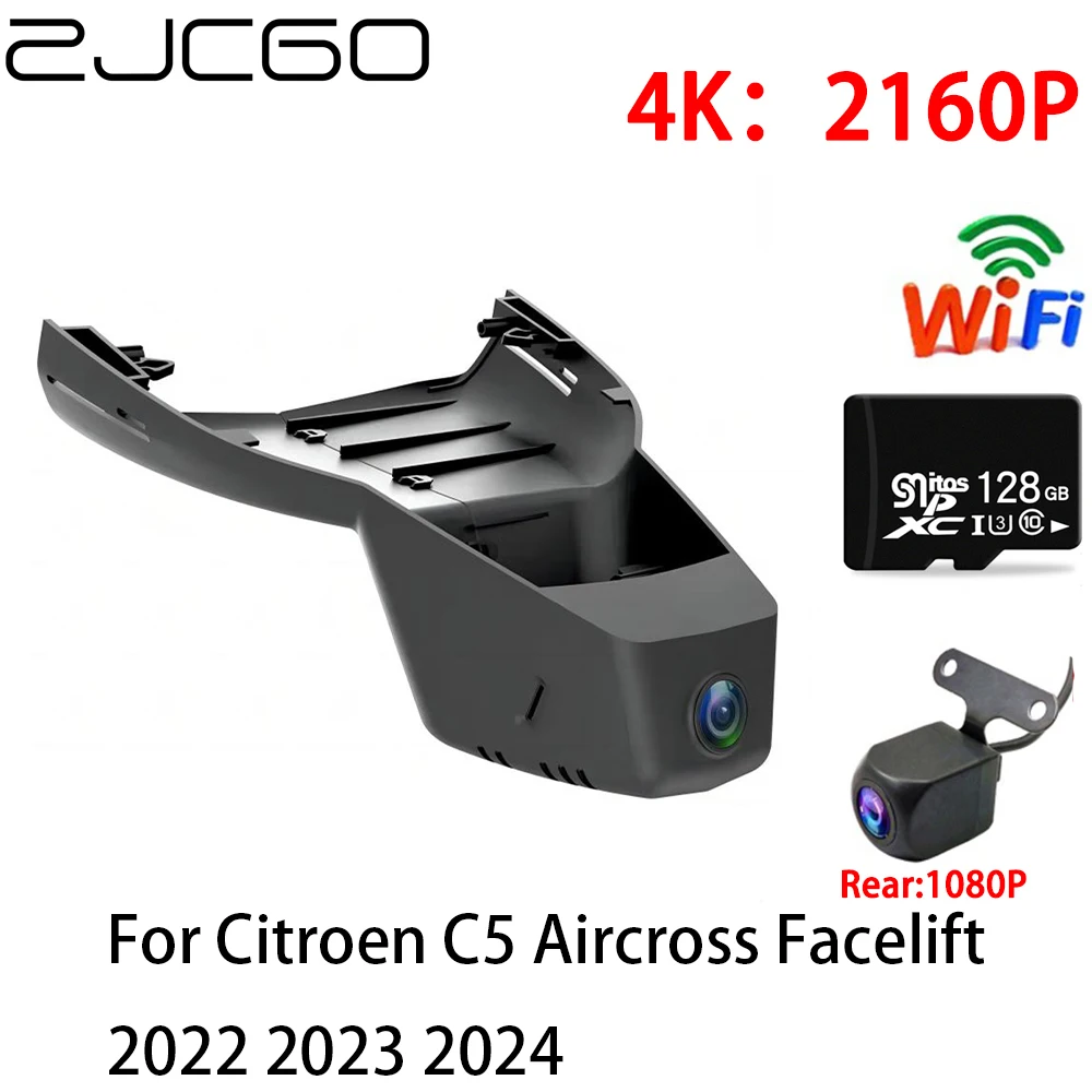 

ZJCGO 2K 4K Car DVR Dash Cam Wifi Front Rear Camera 2 Lens 24h parking For Citroen C5 Aircross Facelift 2022 2023 2024