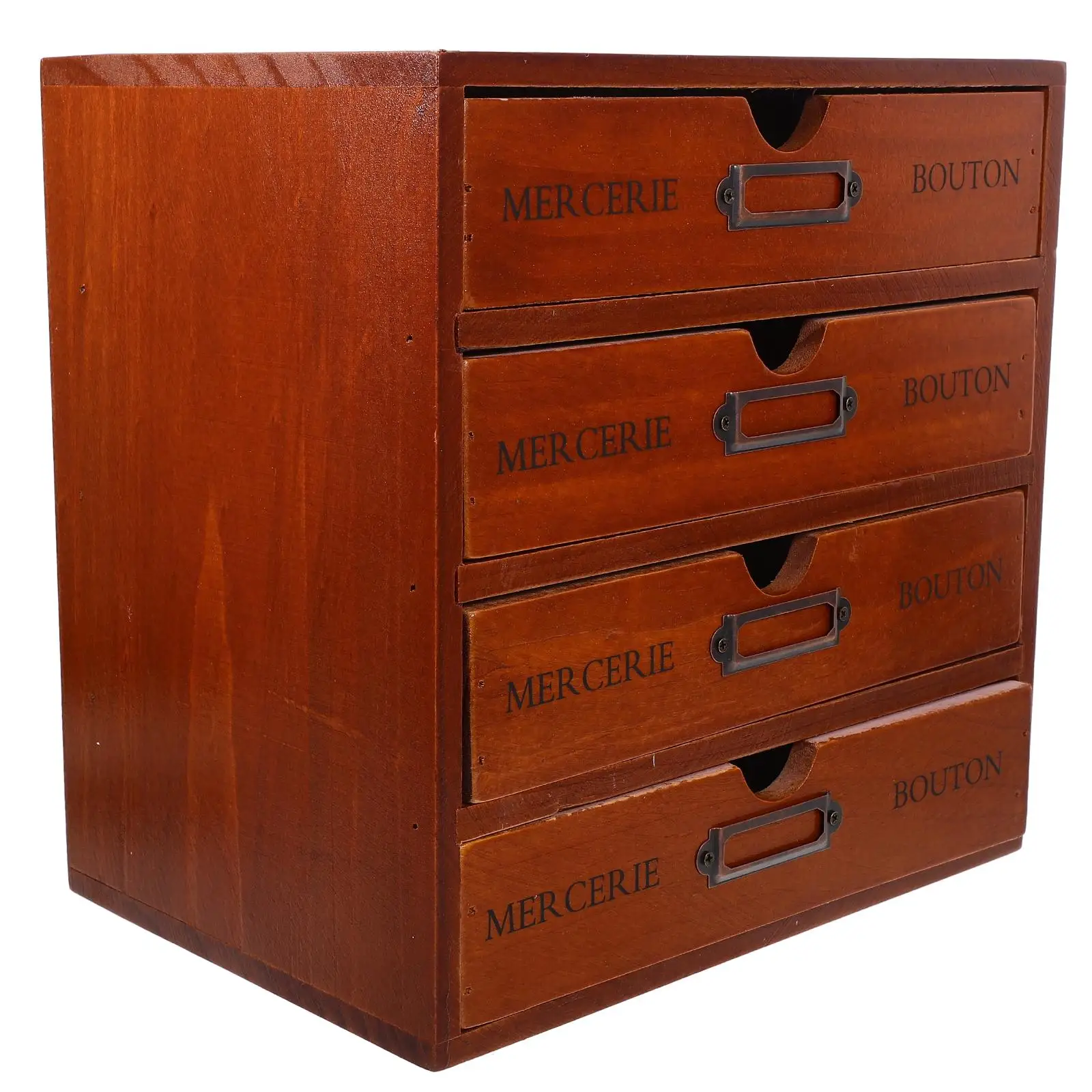 Retro 4 Wooden Countertop Storage Rack Drawer Storage Box Light Brown Desk Organizers Cosmetics Holder Table Container