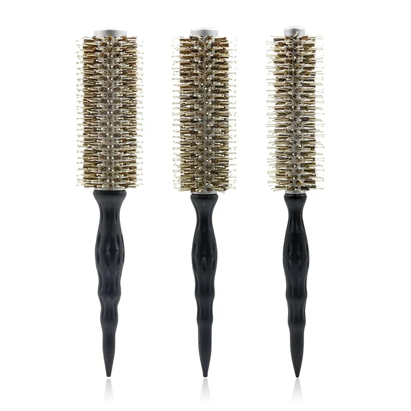 Professional Salon Hair Round Brush Boar Bristles Anti-static and Heat Resistant Ceramic Coating Hairdresser Brush Hair Brush