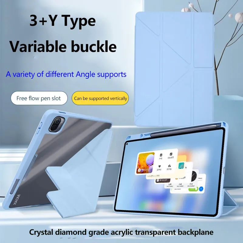 

Чехол Smart Y-Fold для планшета Xiaomi Pad 7 7Pro 11,2 дюйма 2024 6 5 Pro RedmiPad SE 8,7 11 Pad 10,61 Акриловый чехол со слотом для ручки