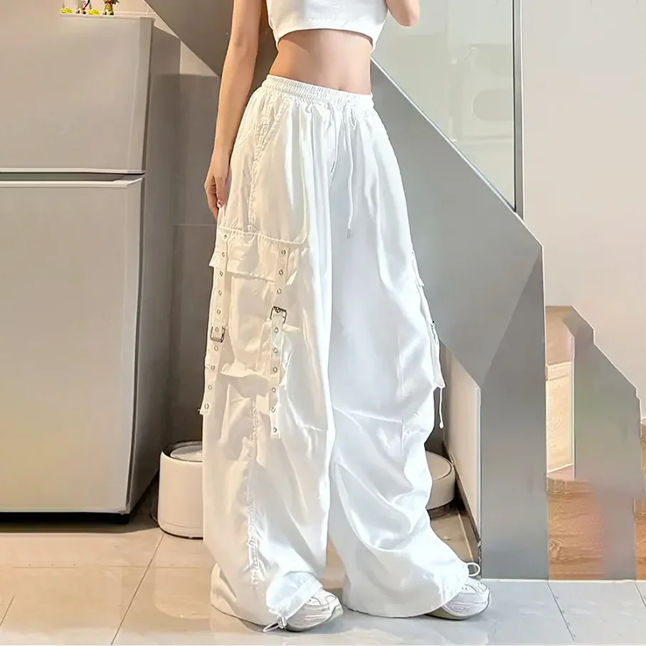 Women's High-Waist Street-Stopping Overalls Spring Autumn 2026 Loose Fit Wide Leg Pants Multi-Pocket Design Fashionable Dancewea