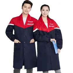 Ropa de trabajo para Taller, abrigo extendido de fábrica de alimentos con logotipo impreso personalizado, manejo de almacén, carga y descarga