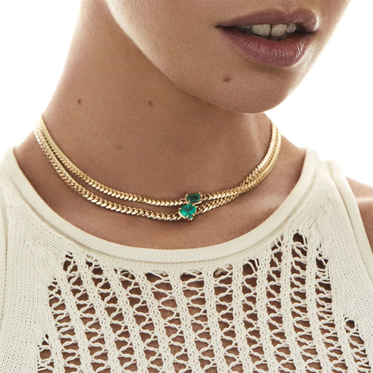 

Stainless Steel Love Necklace Cuban Chain Heavy Industry Light Luxury Heart shaped Necklace Vacuum Electroplating in Furnace
