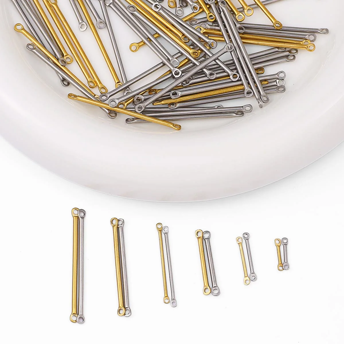 

10-50pcs Stainless Steel Double Cylinder Rod Earrings Connectors for DIY Jewelry Simple Handmade Earrings Accessories Making