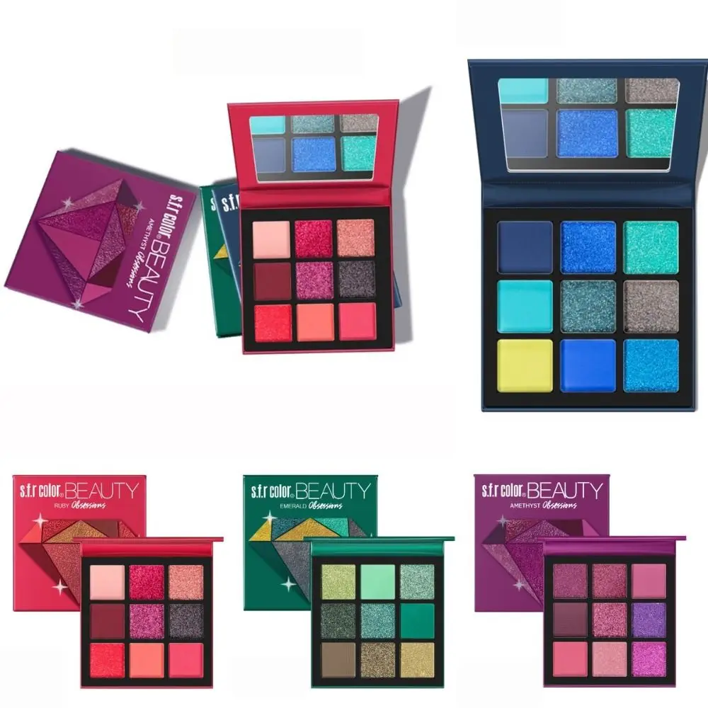 Paleta de Sombra Impermeável para Mulher, Acessórios de Maquiagem, Espumante, Matte, 9 Cores, Sombra, Brilhante, Não Gorduroso, Brilhante