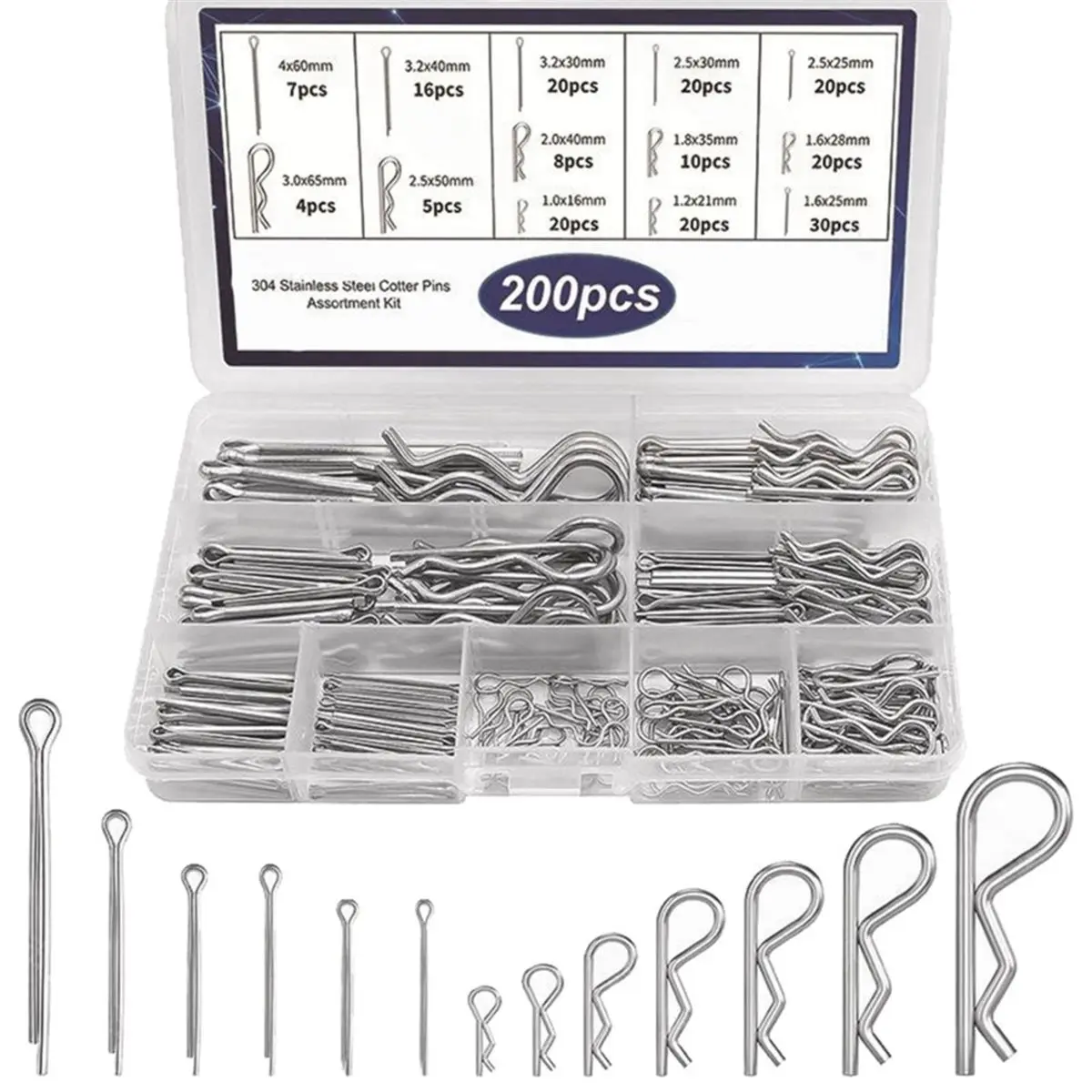 Best of 2026 200Pcs 304 Stainless Steel Cotter Pins Assortment Kit - Hitch Pin Clips for Locking Systems Ideal for Farm Tools