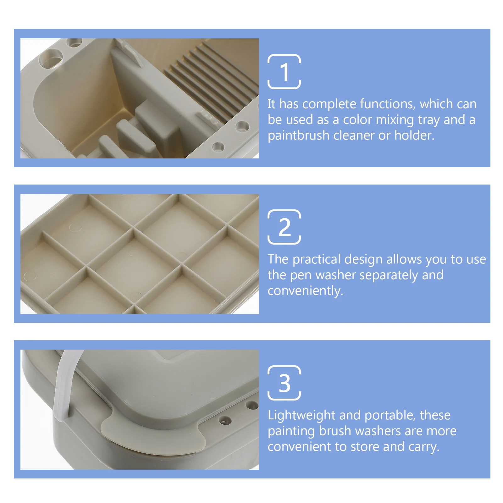 

Portable Artist Brush Washer Basin Multi-Functional Paint Tool Pen Washing Bucket Color Mixing Tray For Adults