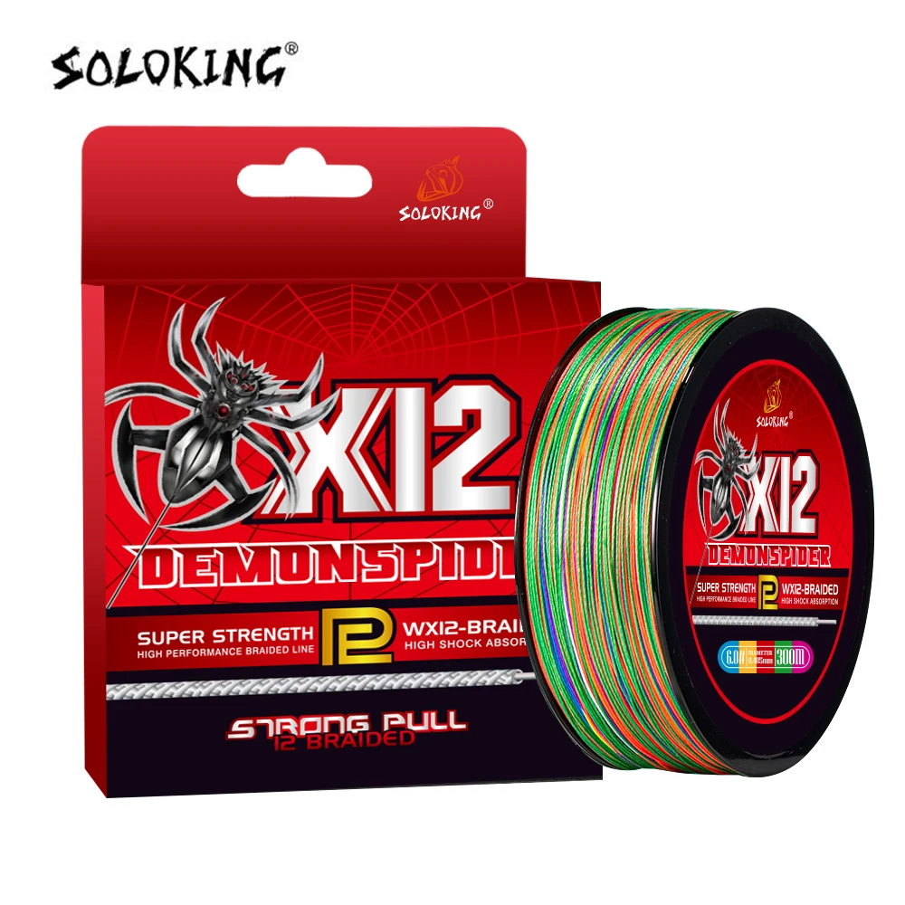 SOLOKING SK12 PE Fishing Line X12 300M 500M 1000M Super Strong Power 145LB for Big Fish Braided Fishing Line Saltwater Fishing