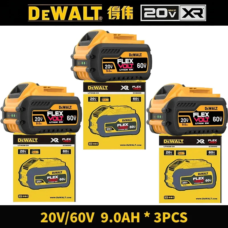 DeWALT 100% Original Battery 20V/60V 9000mAh MAX FlexVolt for DCB606 DCB205 DCB206 DCB209 DCB182 Power Tool with Air Transport image 3