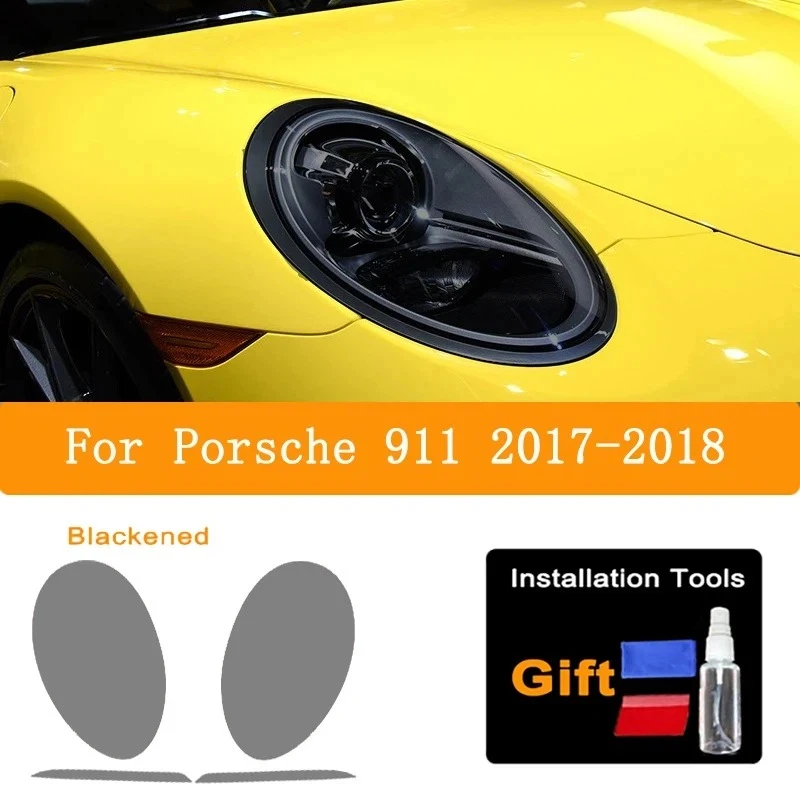 Auto-Scheinwerfer-Rücklicht-Schutzfolie für Porsche 911 2011 2022, rauchschwarz, transparent, TPU-Schutzaufkleber