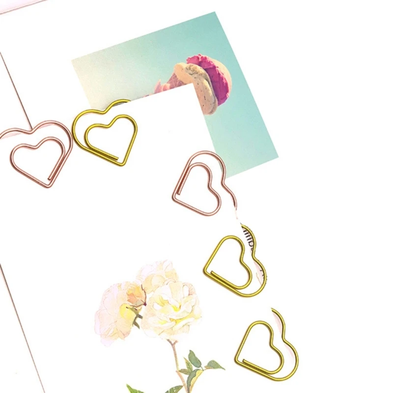 10 clip per pianificatore in metallo, piccoli segnalibri, graffette a forma cuore per studenti