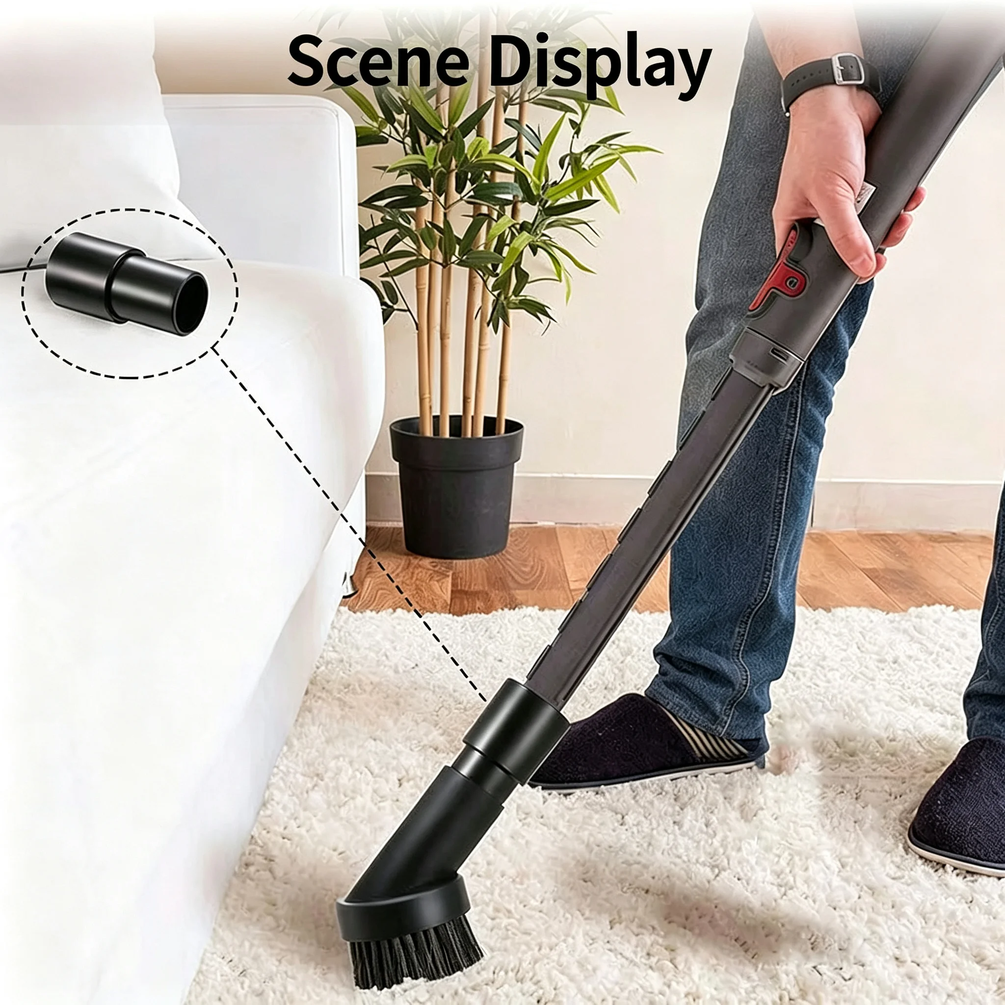 32mm Inner Diameter Vacuum Cleaner Horsehair Brush Head for Hardwood Floor, Universal Adapter