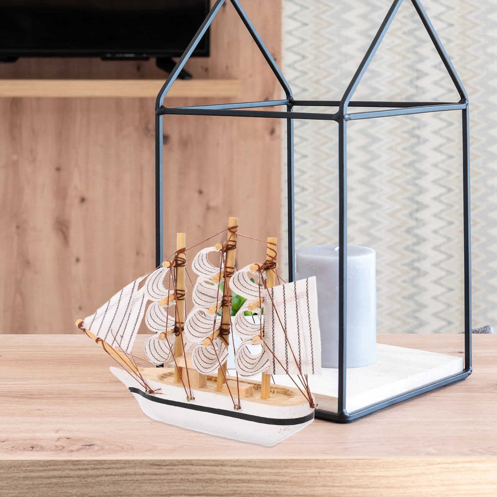 

Sailing Decoration Mini Boat Mediterranean Style Desktop Ornament Ocean Beach Decorations