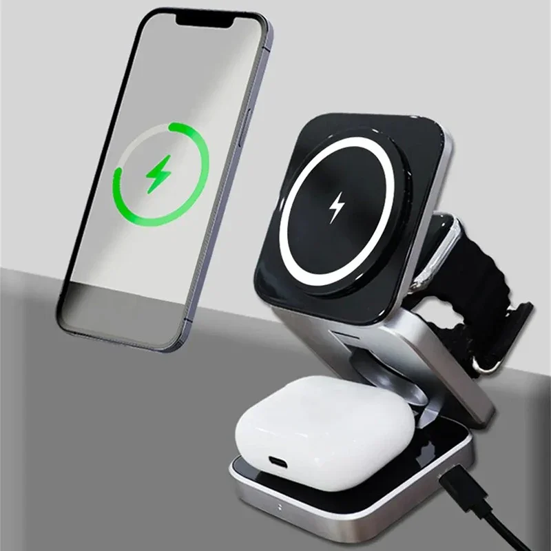 

Foldable 3 in 1 Magnetic Wireless Charging for Apple Charger Stand for iPhone 15 Pro 14 13 12 Pro Max iWatch Airpods 2 3 Charger