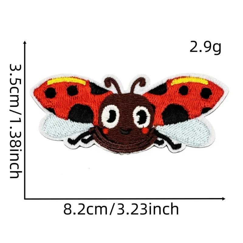 Cute Cartoon Seven Stars Ladybird Insect Beetle Iron-On Embroidered Badge Patch for DIY Hole T-shirt Backpack Clothing Applique