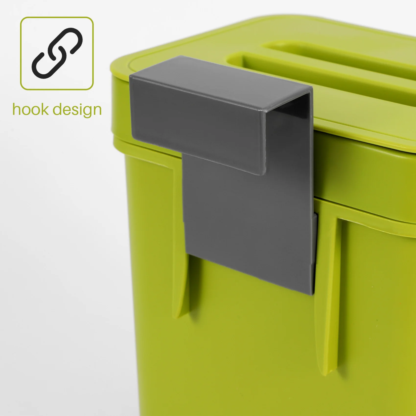 AT84-Trash Can With Lid Under Sink Green Trash Can Plastic Waste Basket Hanging Waste Bin For Bathroom/Office,Waste Compost Bin
