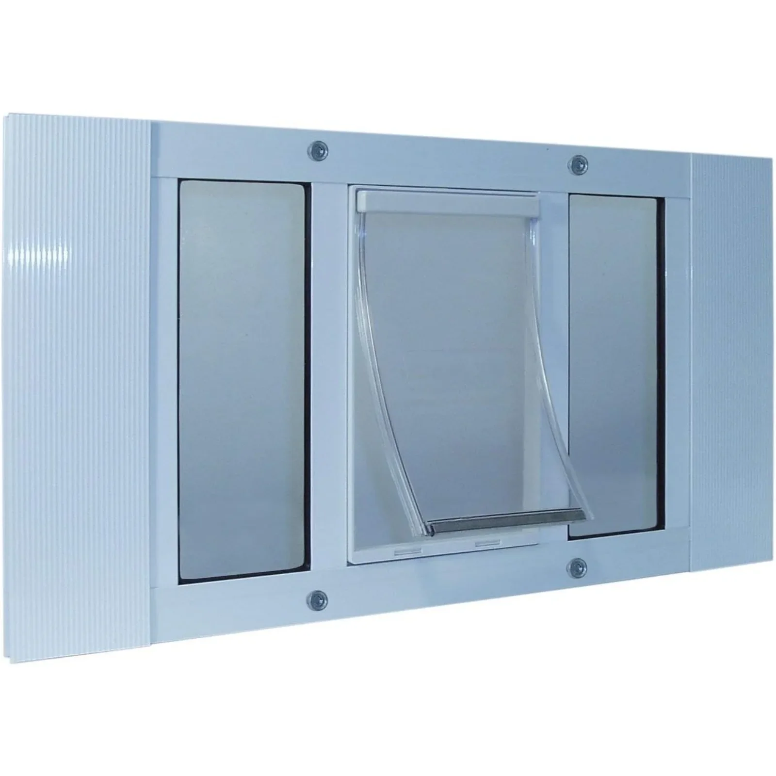 Aluminum Sash Window Pet Door, Adjustable to Fit Window Widths from 33