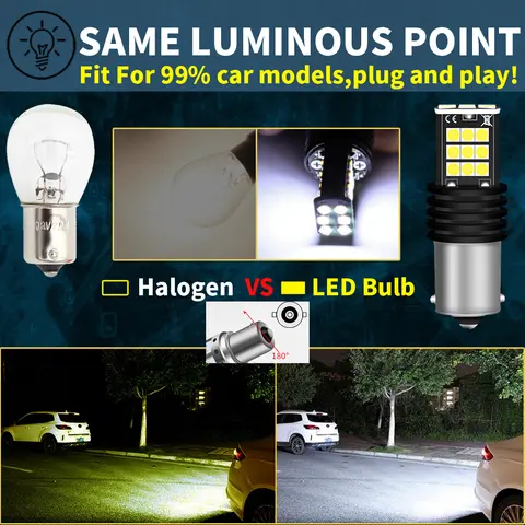 2x P21W LED Reverse Light Bulb Back up Lamp 1156 7506 BA15S For Opel Astra j h g gtc Vectra c h Corsa d e Insignia Mokka Vivaro 8 best sales tuning corsa - №8