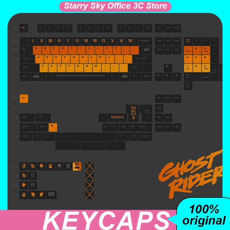 Original sci-fi keycaps Evil Spirit Knight Theme 159key PBT five sided thermal sublimation Mechanical keyboard keycaps game gift