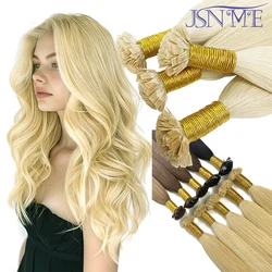 JSNME Flat tip Human Hair Extensions Natural Hair Hot Fusion Real Remy Bonded Keratin Hair Extensions Natural Hair 1g/Strand