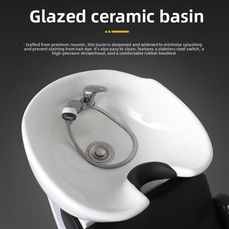 Modern Minimalist Seated Shampoo Chair With Water-flushing High-density Sponge Adjustment For Salons Professional Furniture Bed