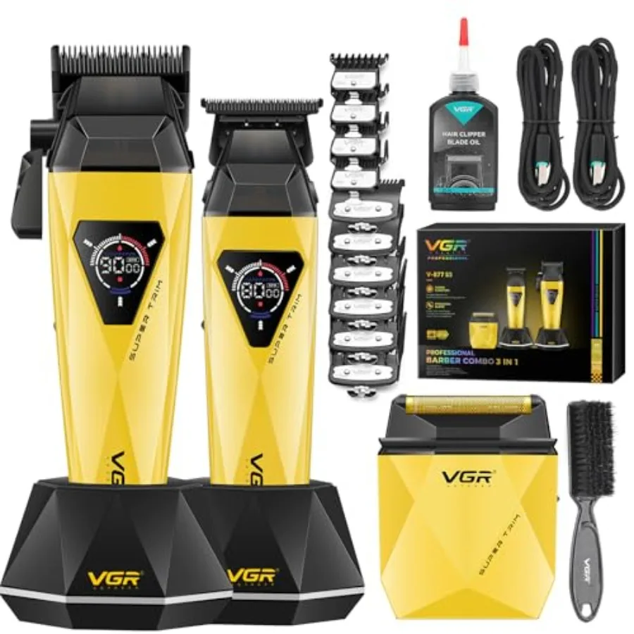

877S3 Hair Clippers for Men, Profional Hair Cutting Kit with LED Display and Charging Base, Cordl Barber Clippers with Turbo Hi