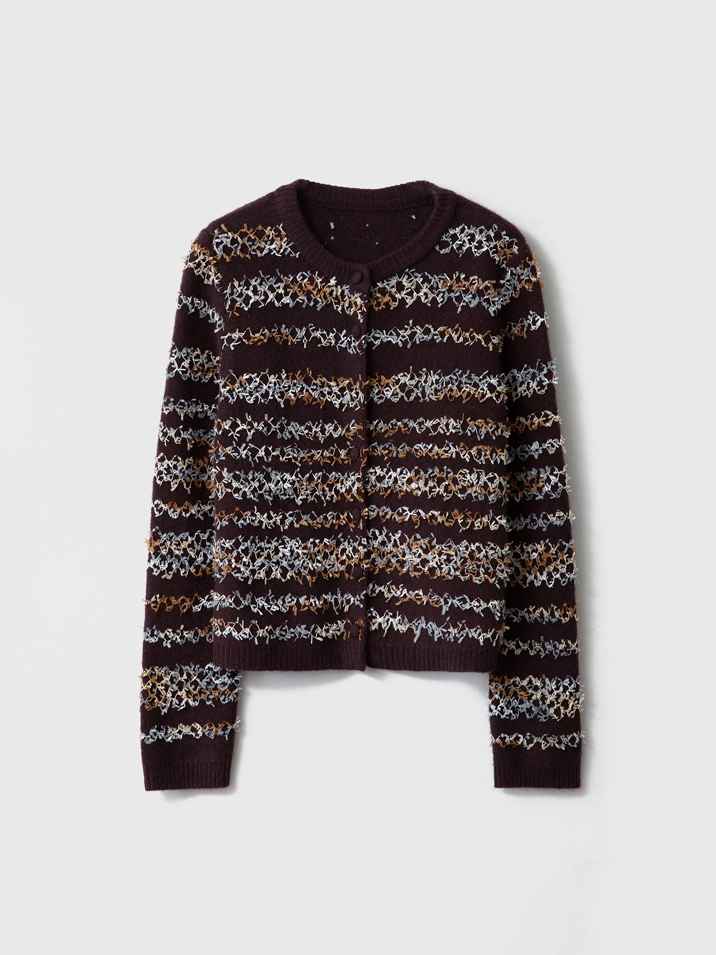 

Ретро-кардиган из 3D-вязаной шерсти с круглым вырезом, женский, свободный, стройнящий, на весну, комфортный, мягкий, кашемировый