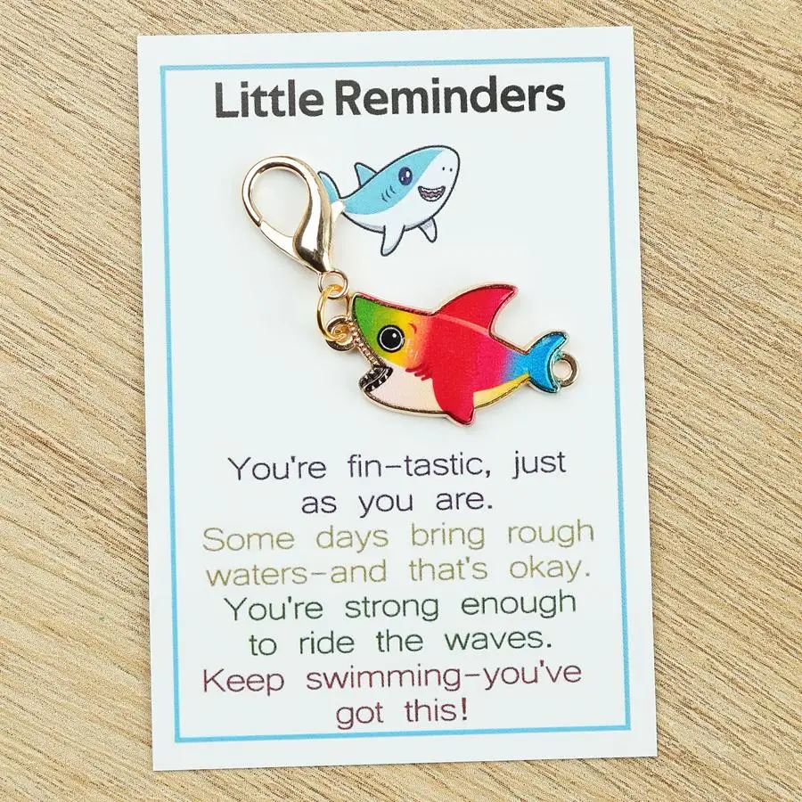 1/5/10/20/50/100pcs /s Shark Keychain Set with Inspirational Card - Ocean Themed Pendant, Zinc Alloy Material Fun Motivational G