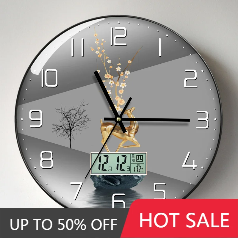 Watch Wall Clock Living Room with Calendar Home Fashionable Simple Modern Watch Wall 2023 New Style Mute Clock Light Luxury