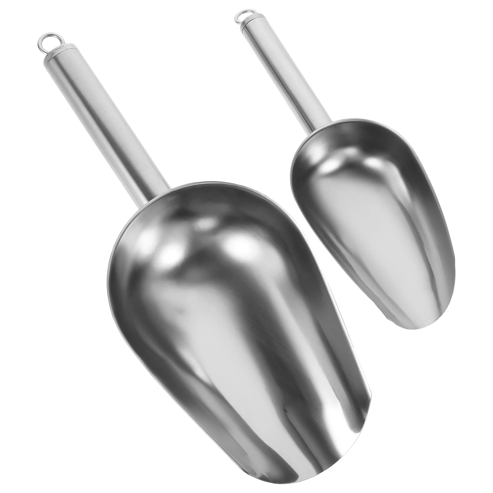 2Pcs Stainless Steel Ice Shovel Multi-Functional Food Scoop Kitchen Tool Ice Cube Storage Scoop Bar Restaurant Use