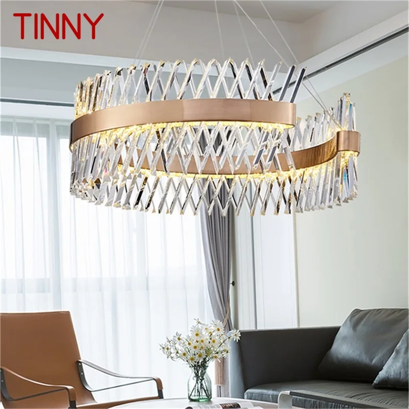 

TINNY Creative Pendant Light Gold Postmodern Chandelier LED Luxury Crystal Lamp Fixture For Home