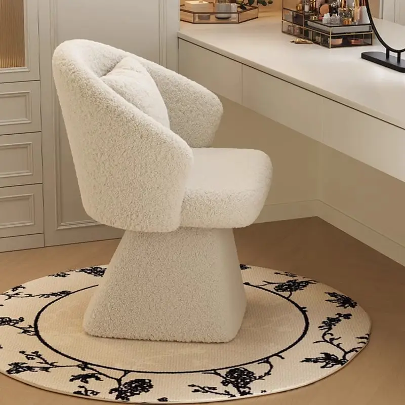 غرفة خلع الملابس الفاخرة الخفيفة، طاولة تزيين غرفة النوم، كرسي طعام دوار، مقعد، مصمم مكياج راقي، مقعد تزيين فرنسي #2