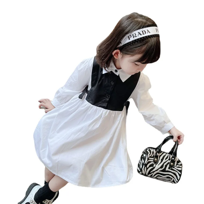 Spring Autumn Girls Dress Korean Dress for Long Sleeve Casual Princess Bow Dress Children Vestidos Fashion Dress Clothing 2-7Y