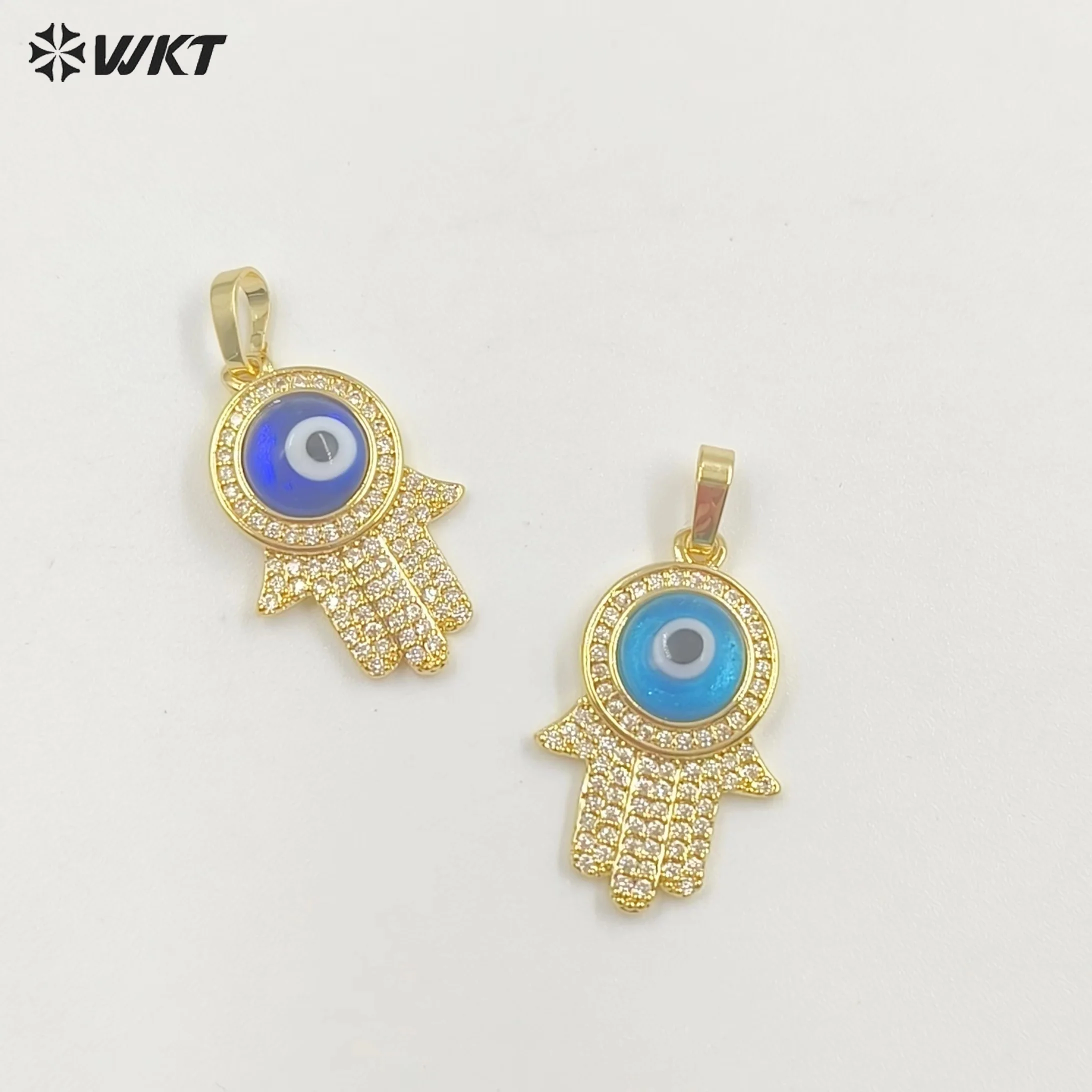 

WT-MP287 New Most Popular Micrpave Cubic Zircon Turkey Eye Enamel Europe Hand Charms Jewelry Findings