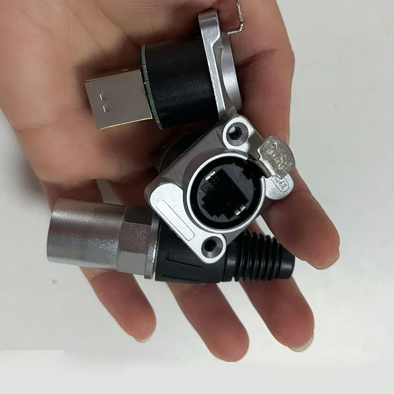 RJ45 Ethernet Socket Cable Connector Industrial 90/180 Degree Network Socket RJ45 D Type Panel Mount Straight Right Angle Socket