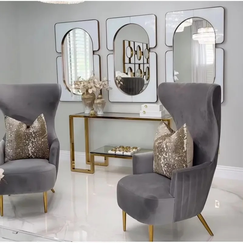 80x60cm Large Modern Gold Metal Frame Wall Art Mirror Living Room Home Decoration Hanging Mirror Factory Price Dropshipping