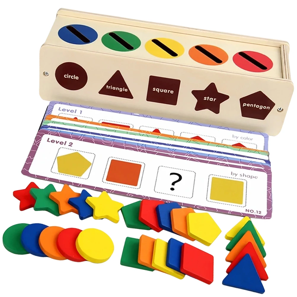 

1 set Shape Sorting Box Kids Educational Toys Toddler Wooden Sensory Blocks Colorful Blocks Child Skill Development Toy