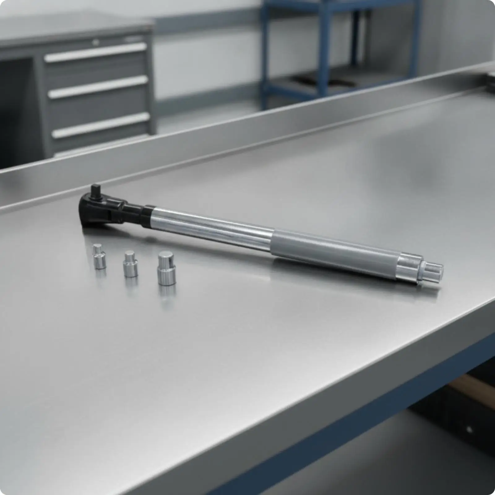 Pneumatic Socket Wrench Chrome Steel Extended Handle for Tight Areas with Comfortable Ergonomic Grip