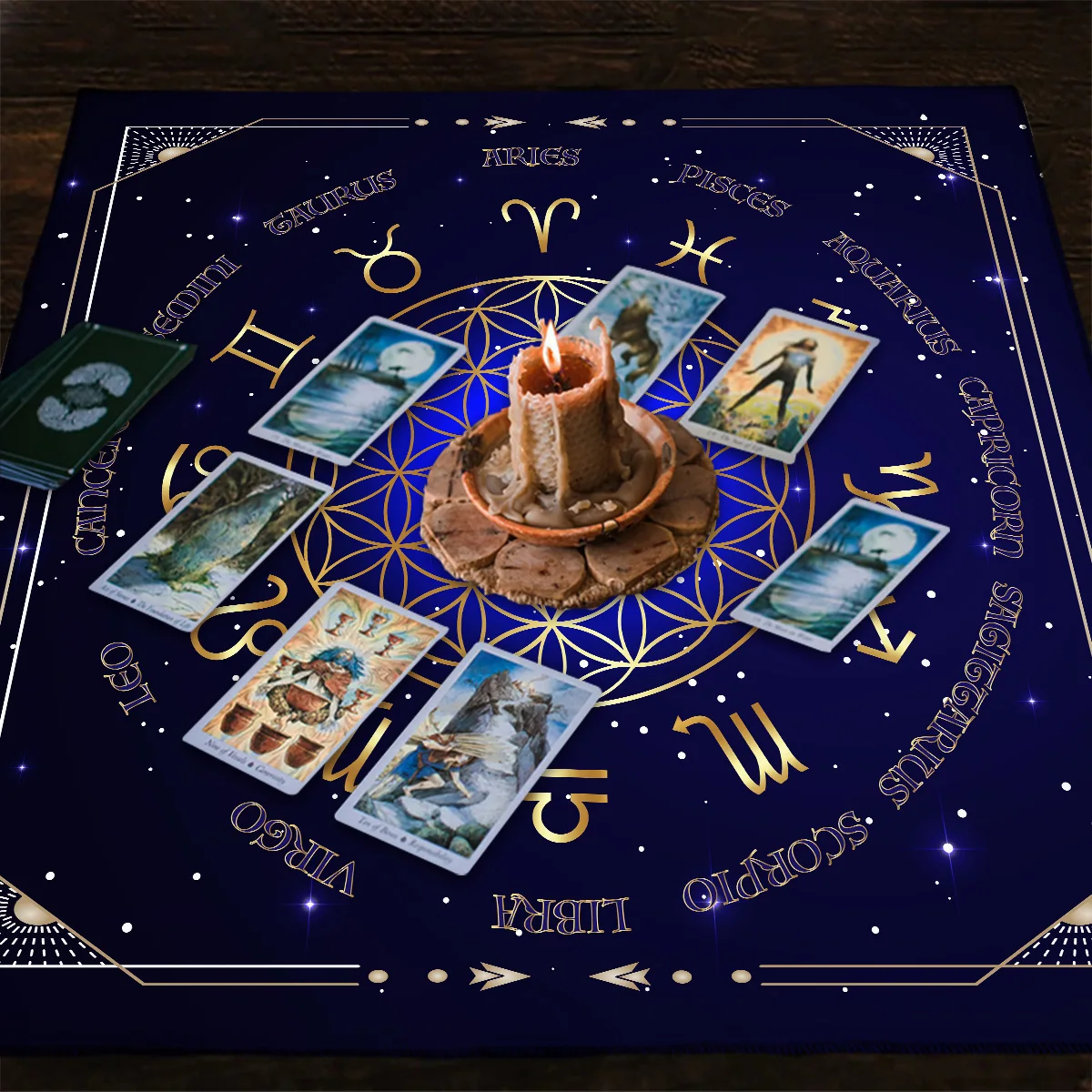 Wheel Of The Zodiac Tarot Tablecloth Mandala Altar Cloth Tarot Mat Witchcraft Divination Astrology Board Game Decor Art Poster