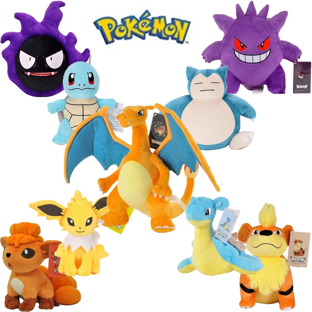 POKEMON Original Plush Toy Gengar Pikachu Charizard Genuine Plush Doll Soft Kawaii Cute Cartoon Piplup Toys for Kids Gift